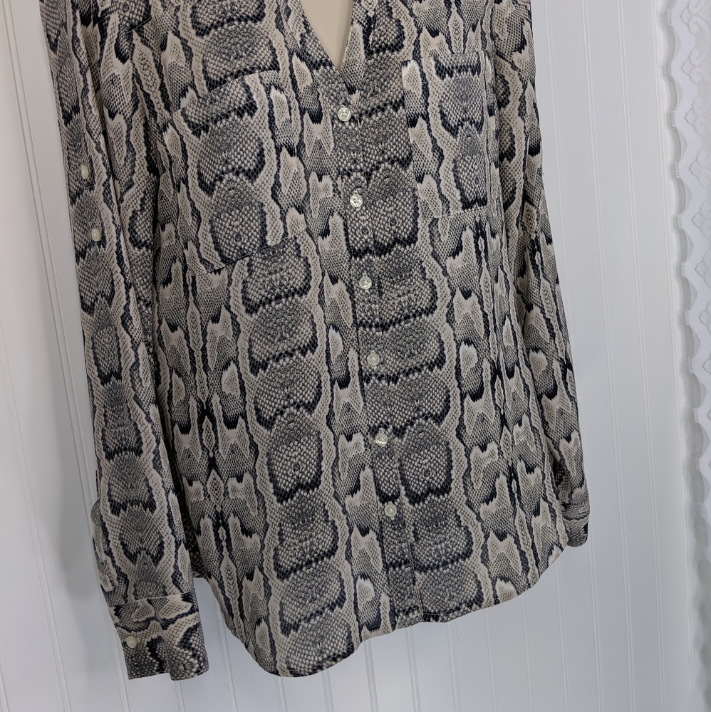 Express Portofino Python Print Button Down Blouse - image 5